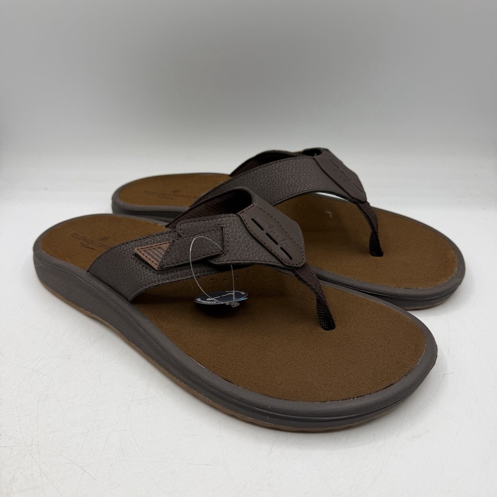Clarks Cloudsteppers Breeze Flip Flops Mens Sz 13 M Brown Leather Thong Sandals